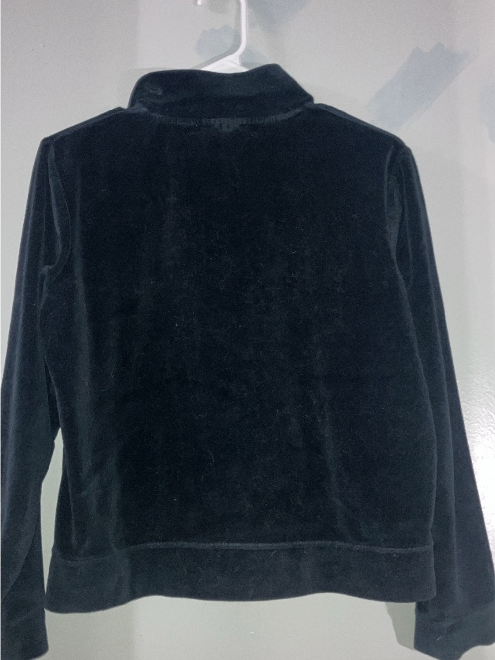 Black Zip-Up Velour Jacket with Rhinestone Trim - Picture 5 of 5